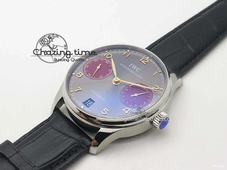 MIROTIME 0416 Breathable Portuguese Real PR IW500127 ZF 1:1 Best Edition Gray Red Dial On Black Leather Strap A 7332